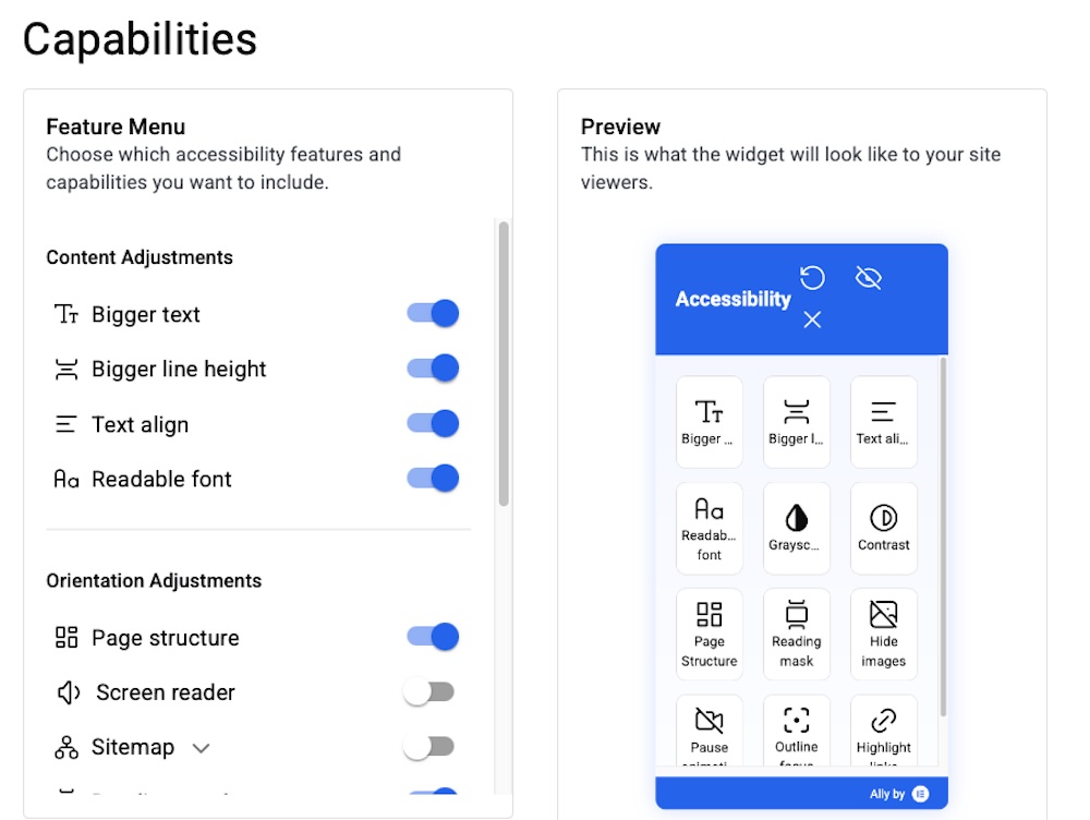 Ally plugin capabilities menu